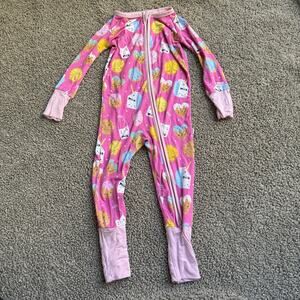 Little Sleepies Cookie and Milk Pink Zippered Footie Size 6-12 months